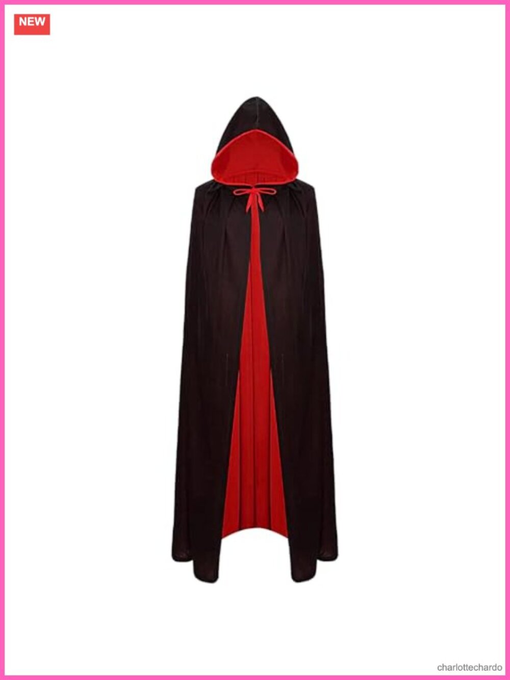 Reversible Hooded Cape Robe Polyester Halloween Witch Vampire Cosplay